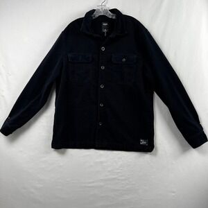 Union Sea WA Mens Navy Blue Corduroy Button Up Shirt Jacket XL Long Sleeve